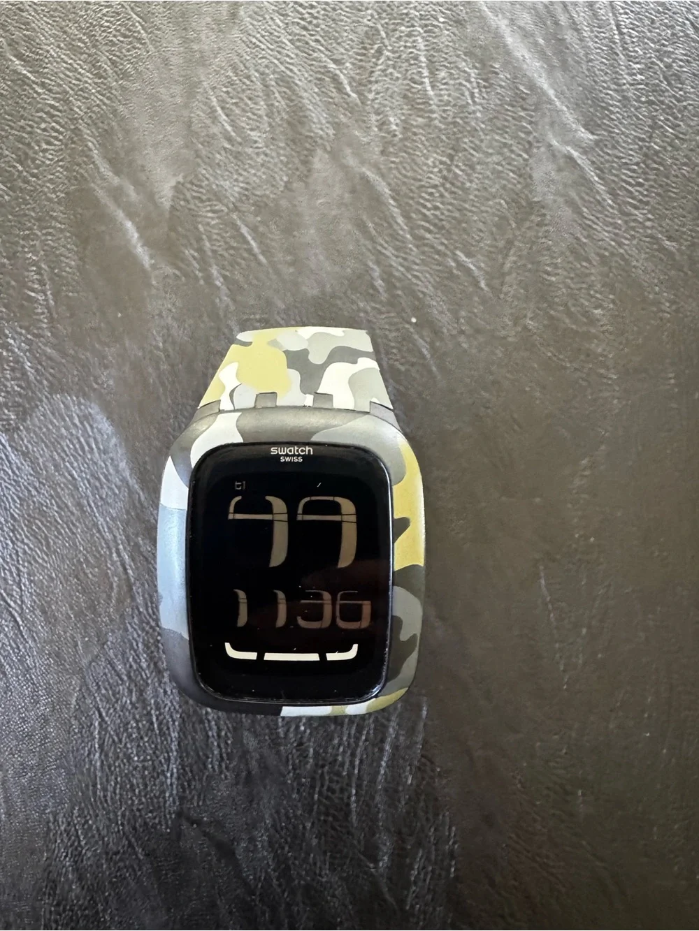 Swatch Touch Camouflage Digital Silicone Smartwatch - Gray & Green & Yellow